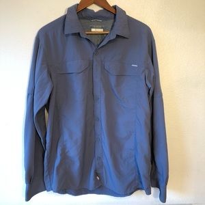 Columbia Blue Omni-Shade Sun Protection Button Down B Shirt Size Large
